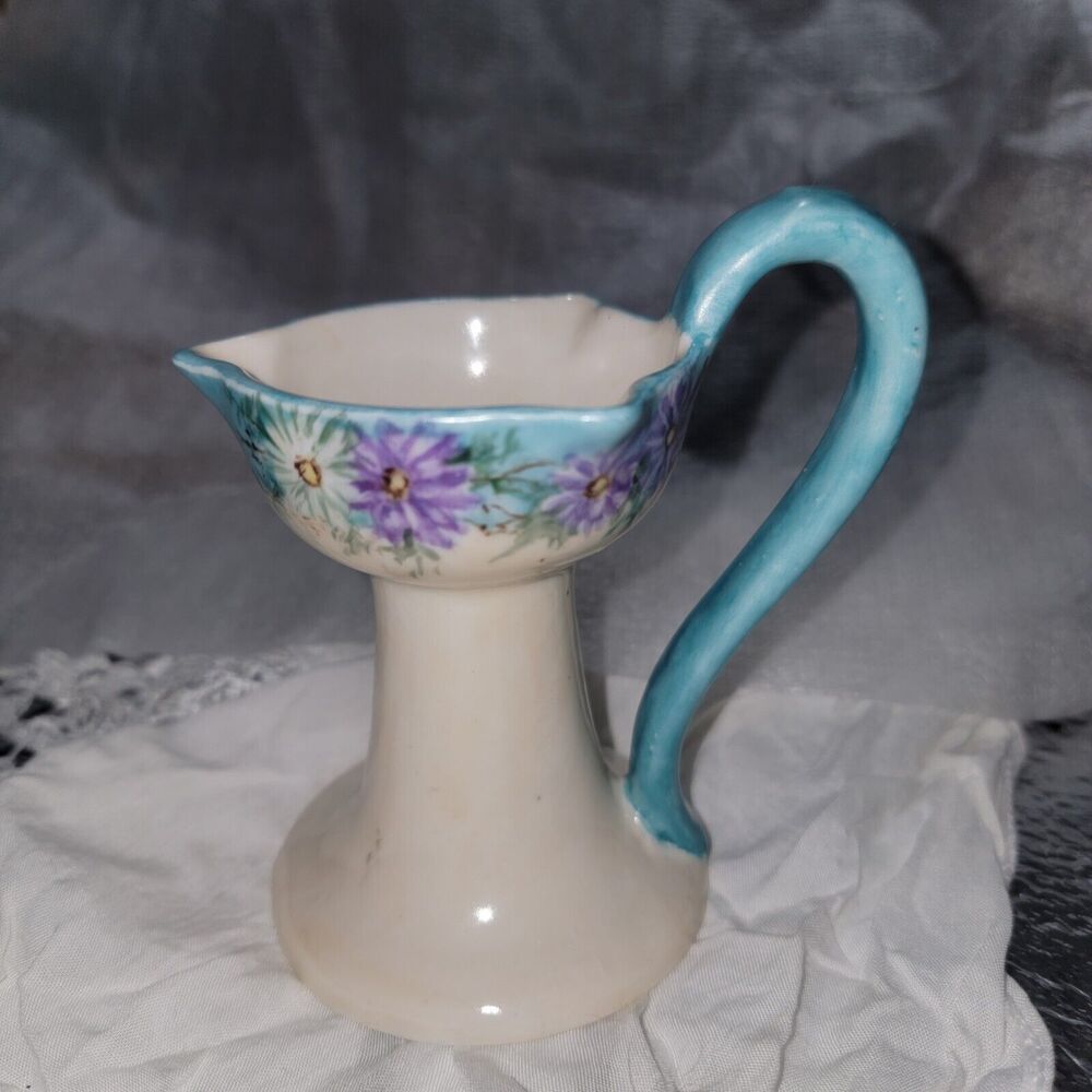 Prov Sace Porcelain Hand Painted Pitcher Germany Big Handle Floral Motif Marked